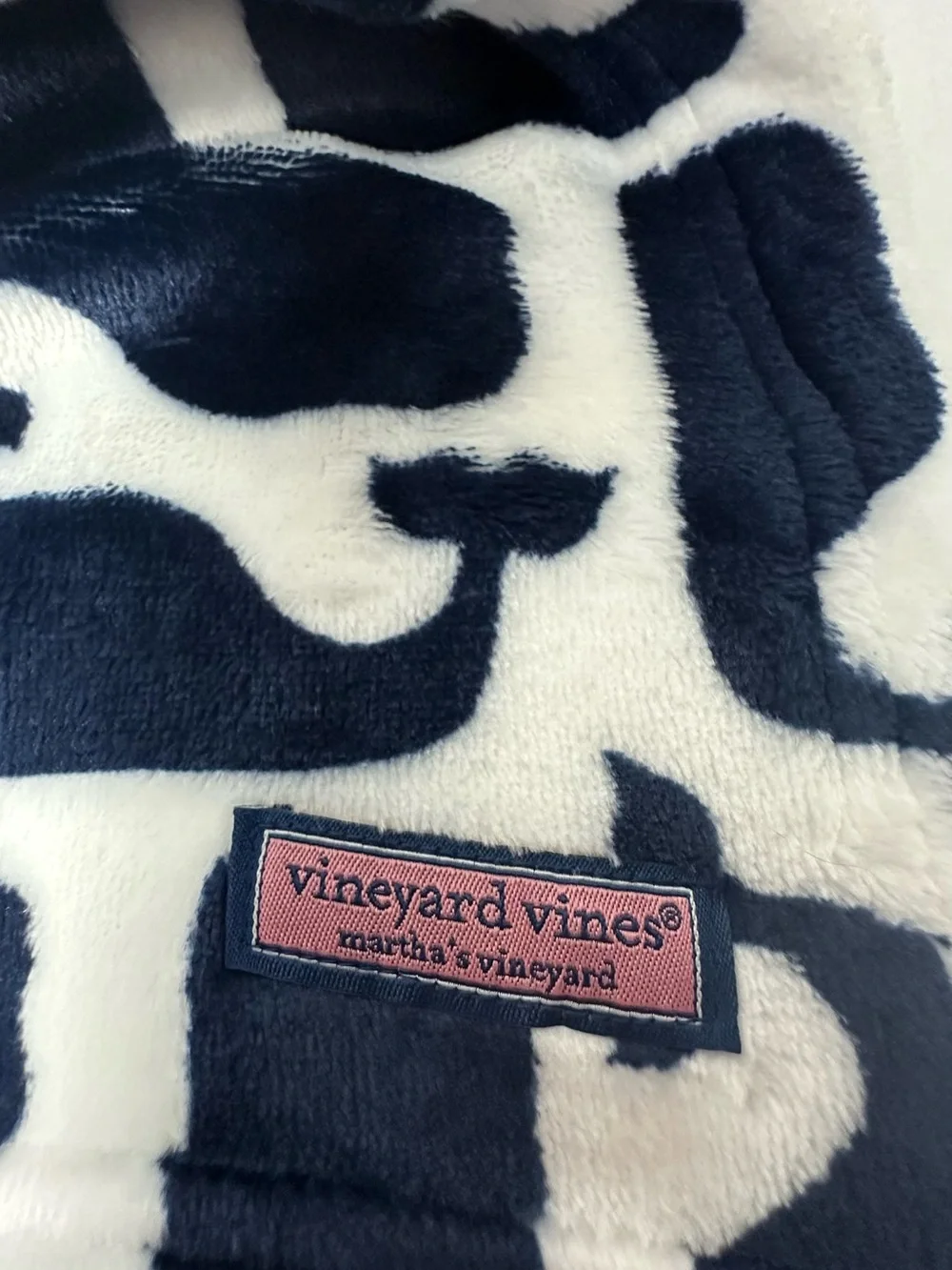Navy & White Vineyard Vines Fleece Blanket
